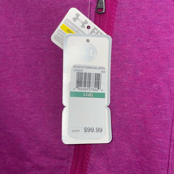 NWT - Under Armour Purple Fitted Athletic Hooded Jacket - Size: L - Picture 4 of 4